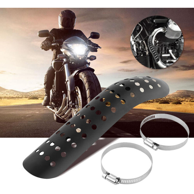 foto del prodotto ej.life copertura per tubo di scarico curvo con scudo termico per foro per moto qiilu per moto universale nero 