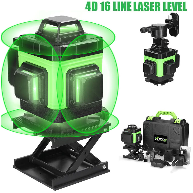 foto del prodotto ej.life green livella laser autolivellante, 4 x 360 , 16 linee laser da costruzione, 2 batterie ricaricabili, livella laser rotante con staffa