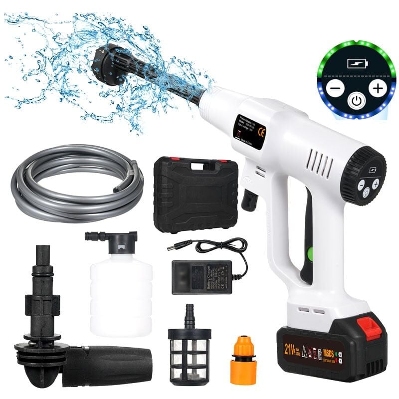 foto del prodotto ej.life idropulitrice ad alta pressione senza fili 21v pistola ad alta pressione con ugello multifunzione 6 in 1, 725 psi, tubo flessibile da 5