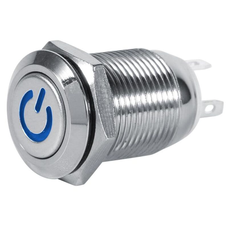 foto del prodotto ej.life interruttore a pulsante in metallo keenso da 12 mm, 3 v, per auto, impermeabile, led, autobloccante, 1no1nc blu 