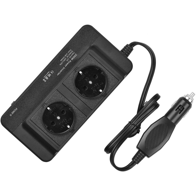 foto del prodotto ej.life inverter di potenza per auto 12v 220v 200w, trasformatore di tensione per presa accendisigari, 4 porte usb e 2 prese ue, caricabatteria per
