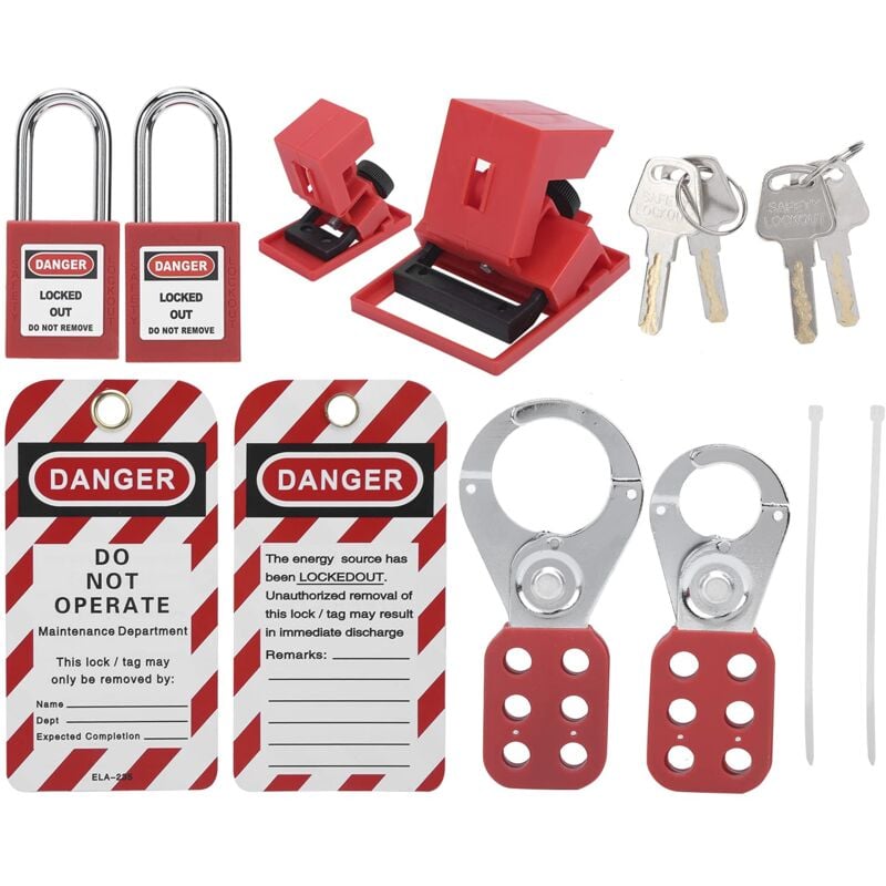foto del prodotto ej.life kit di blocco e segnalazione, kit di blocco e segnalazione elettrico, lucchetto di blocco, set di blocco elettrico con borsa portaoggetti