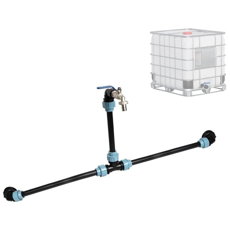 foto del prodotto ej.life kit di collegamento ibc adattatore ibc s60 x 6 per 2 serbatoi ibc affiancati serbatoi per acqua piovana con collo d oca da 3 4 per
