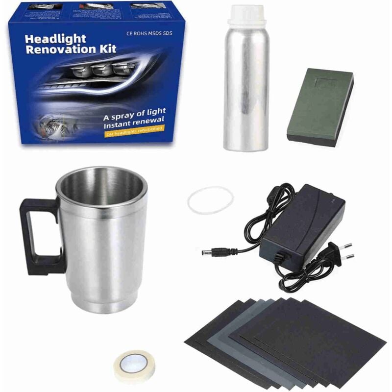 foto del prodotto ej.life kit professionale per il restauro dei fari auto 100ml lucidatura, restauro e polimerizzazione contro ingiallimento e graffi