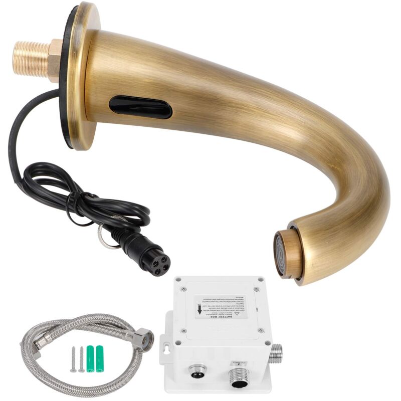 foto del prodotto ej.life kit rubinetto g1 2, rubinetto per acqua fredda singolo in rame anticato con sensore automatico, valvola in ceramica, rubinetto per lavello