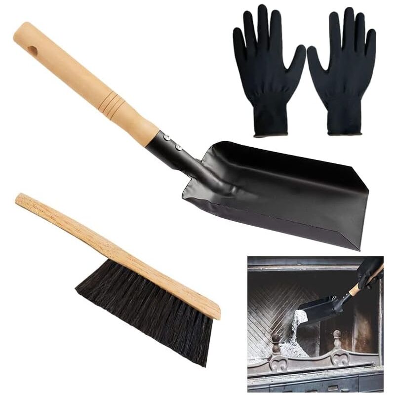 foto del prodotto ej.life kit spazzola per cenere da camino manico in legno, spazzola per carbone e camino con, spazzola per cenere per camino a