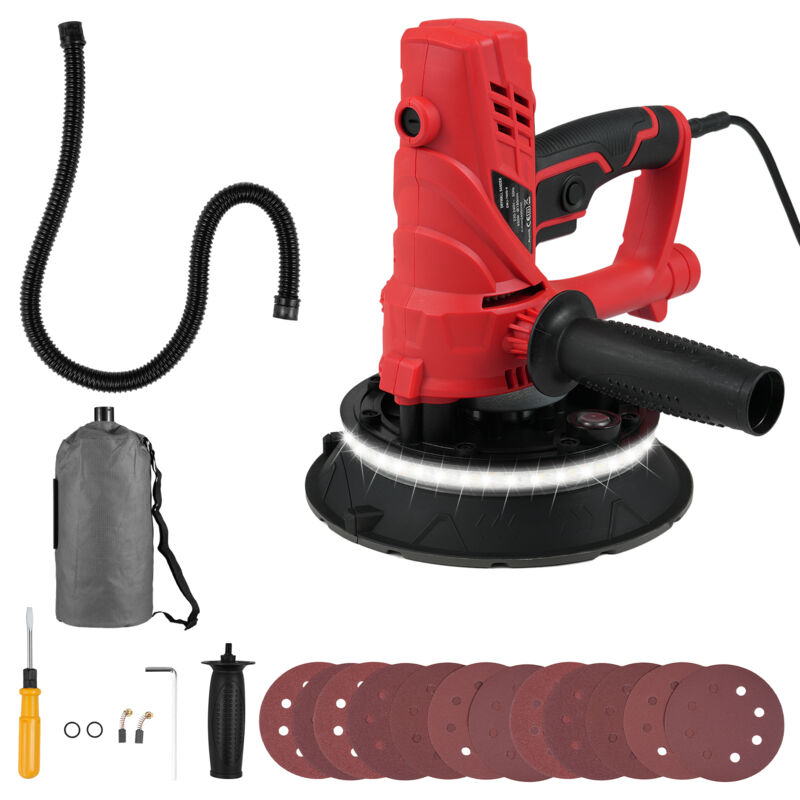 foto del prodotto ej.life levigatrice per cartongesso da 850 w, motore elettrico 1500 2600 giri min, levigatrice a disco con 6 velocit variabili, incluso tubo di