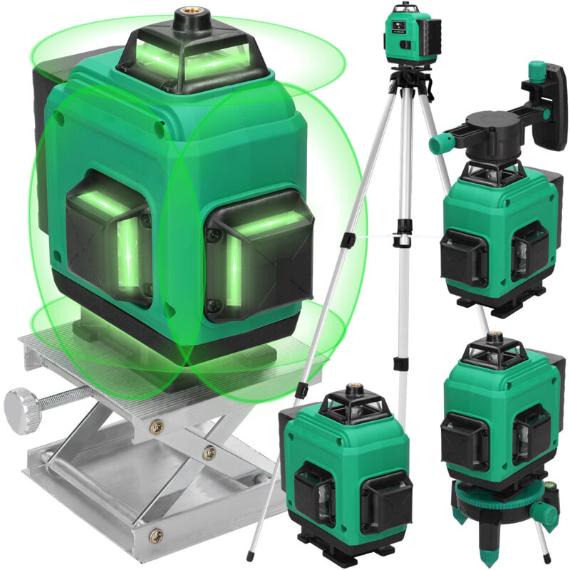 foto del prodotto ej.life livella laser a 16 linee, livella a bolla ip54, batteria da 2400 mah x 2, con treppiede telescopico per la posa di piastrelle, divisori di
