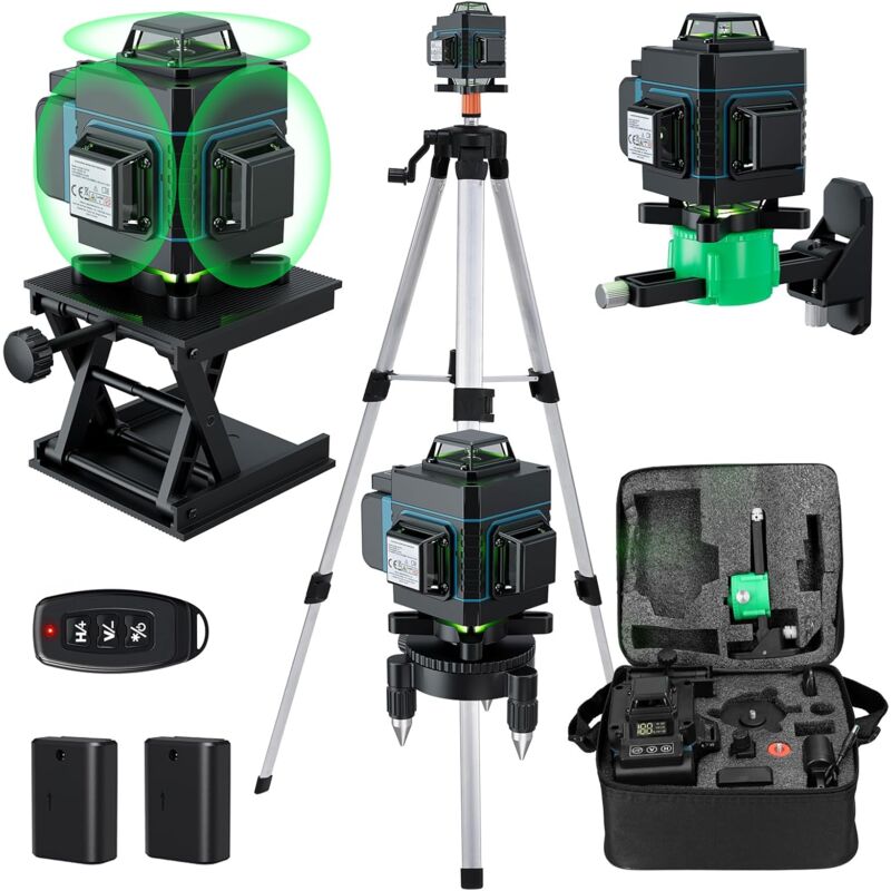 foto del prodotto ej.life livella laser a 360 , 4d, 16 linee, 3 , strumento autolivellante con treppiede regolabile