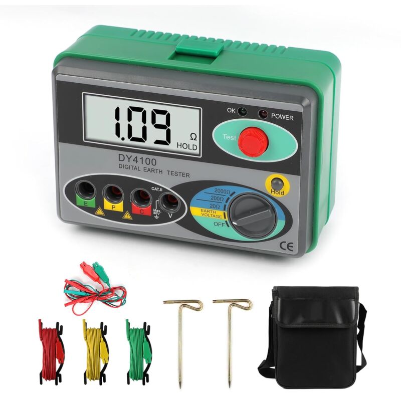 foto del prodotto ej.life megaohmetro 0 2000 ohm tester di terra digitale reale dy4100 tester di resistenza di terra