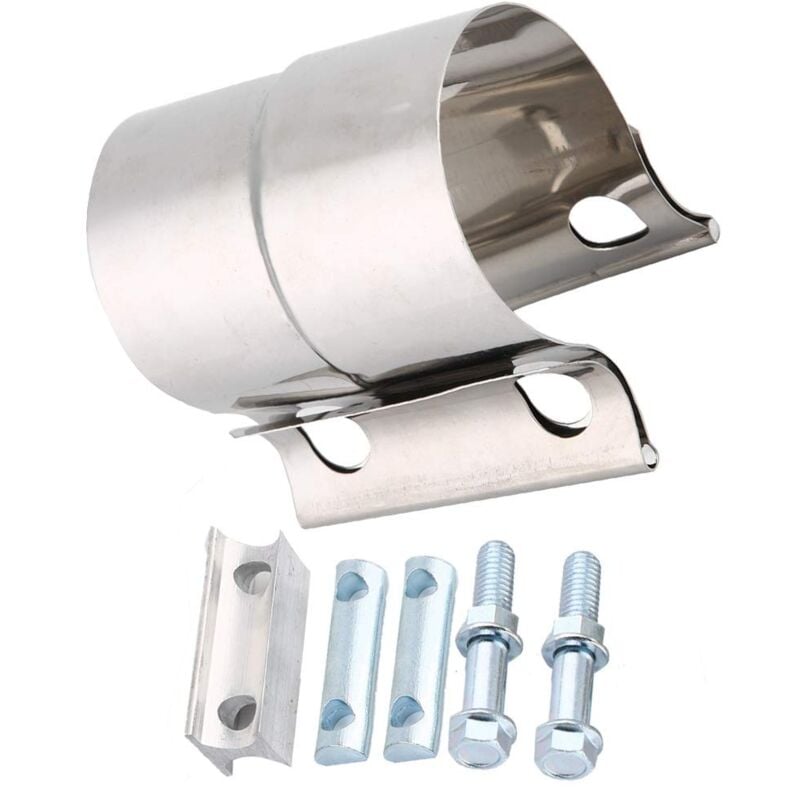 foto del prodotto ej.life morsetto di scarico, morsetto universale per tubo di scarico in acciaio inossidabile per auto, morsetto a manicotto, morsetto a fascia con