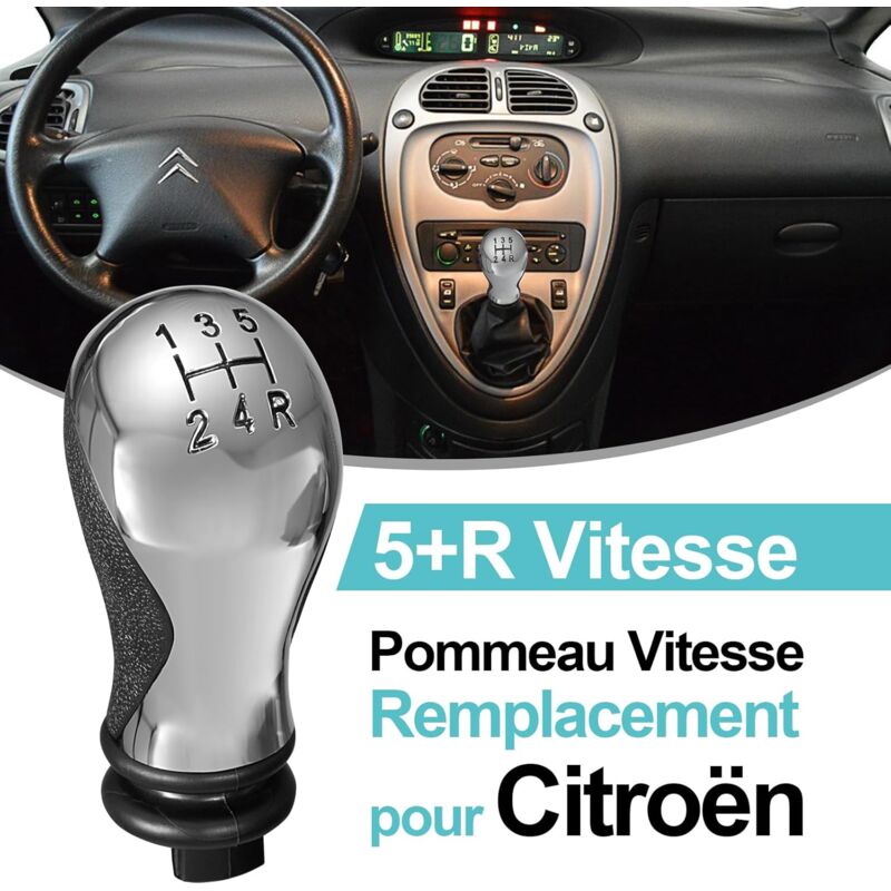 foto del prodotto ej.life pomello del cambio manuale a 5 marce per citroen c5 01 08 xsara picasso 1999 2008 nero e cromato lucido