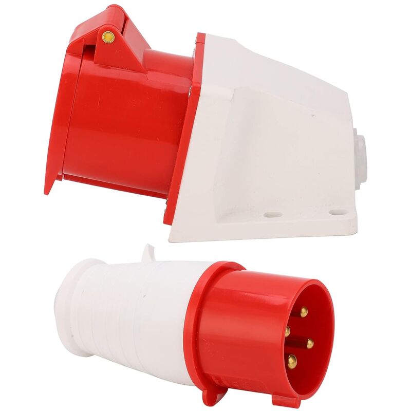 foto del prodotto ej.life presa di corrente a 4 pin 32 a, connettore di alimentazione trifase, presa industriale impermeabile da superficie ca 380 v 415 v, prese,