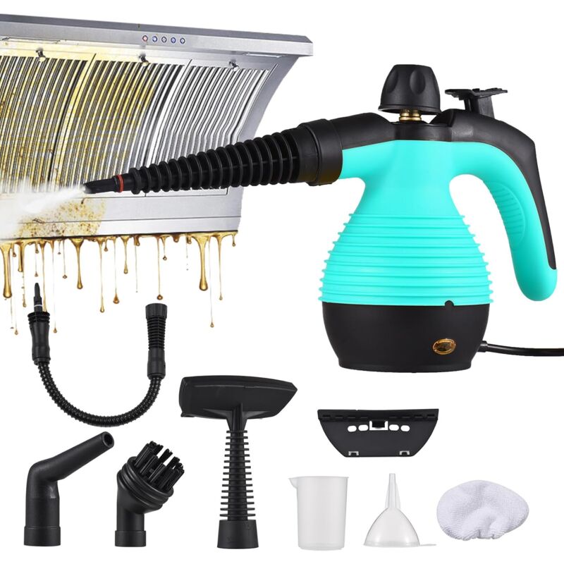 foto del prodotto ej.life pulitore a vapore portatile da 1050 w, 9 accessori per pavimenti, mobili, auto, bagno, finestre, cucina, pulitore a vapore, pulizia a vapore
