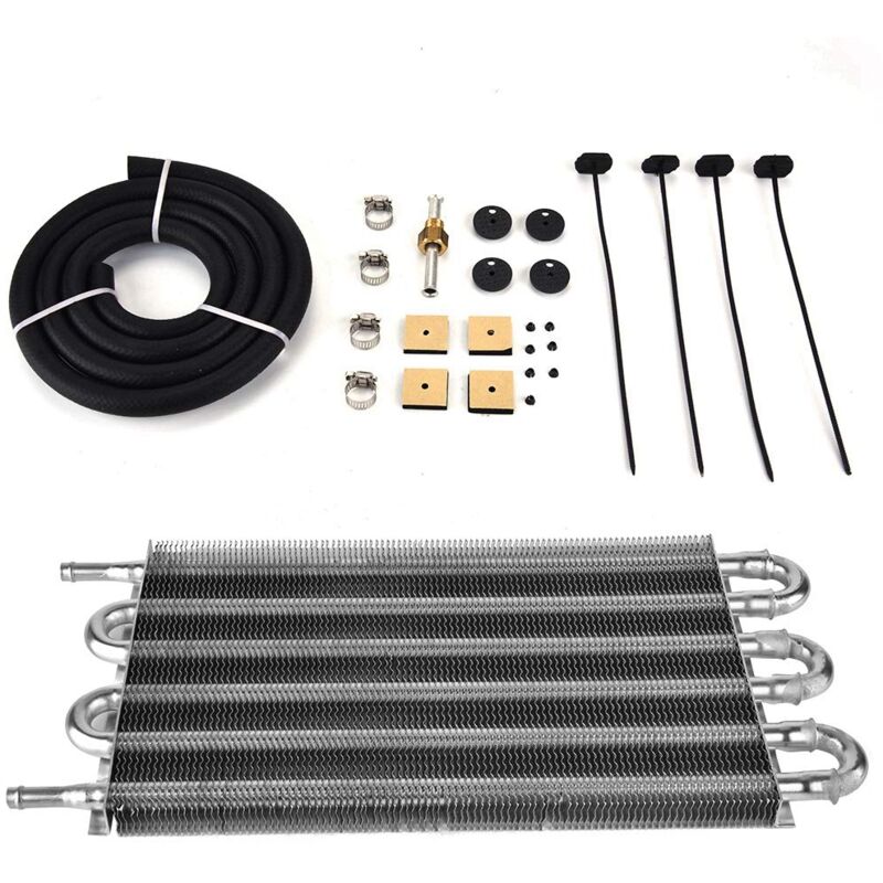 foto del prodotto ej.life radiatore di raffreddamento dell olio, 190 mm 7,5 pollici kit radiatore olio trasmissione remota a 6 file per auto convertitore radiatore