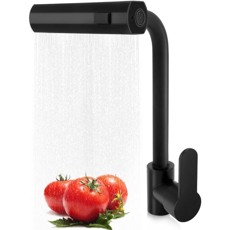 foto del prodotto ej.life rubinetto da cucina con doccetta estraibile, rubinetto da cucina a cascata in acciaio inox, rubinetto monocomando per lavello da cucina con 3