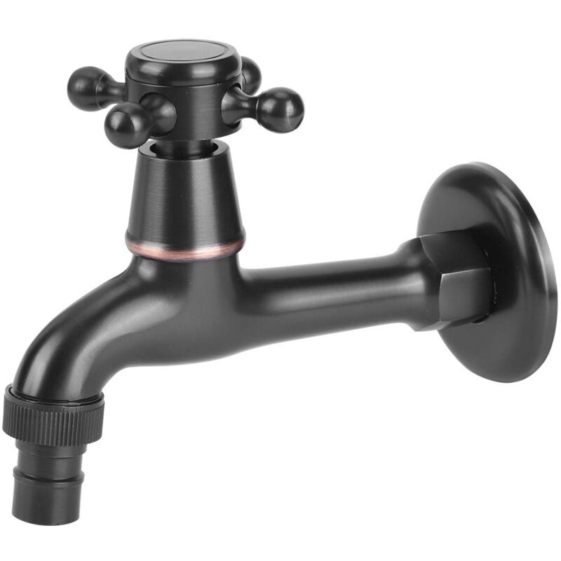 foto del prodotto ej.life rubinetto da giardino vintage per acqua fredda, rubinetto in ottone nero g1 2, rubinetto a parete con maniglia a croce per lavabo, per bagno