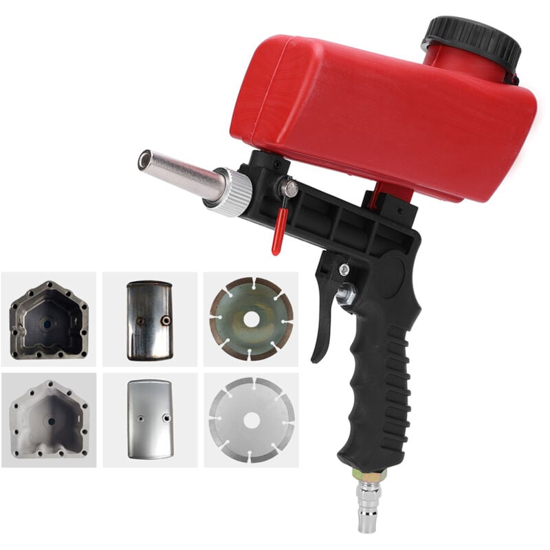 foto del prodotto ej.life sabbiatrice portatile, set pistola per sabbiatura portatile, piccolo ugello, pistola per sabbiatura pneumatica, molatura del vetro, per