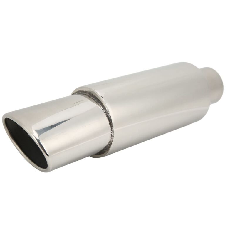 foto del prodotto ej.life silenziatore di scarico aramox per auto, silenziatore di scarico universale in acciaio inossidabile per auto, dritto, tono profondo, argento