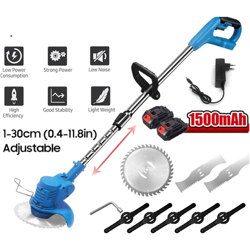 foto del prodotto ej.life tagliabordi a batteria da 21 v, tosaerba a batteria, decespugliatore, decespugliatore a motore, con 2 batterie e caricabatteria