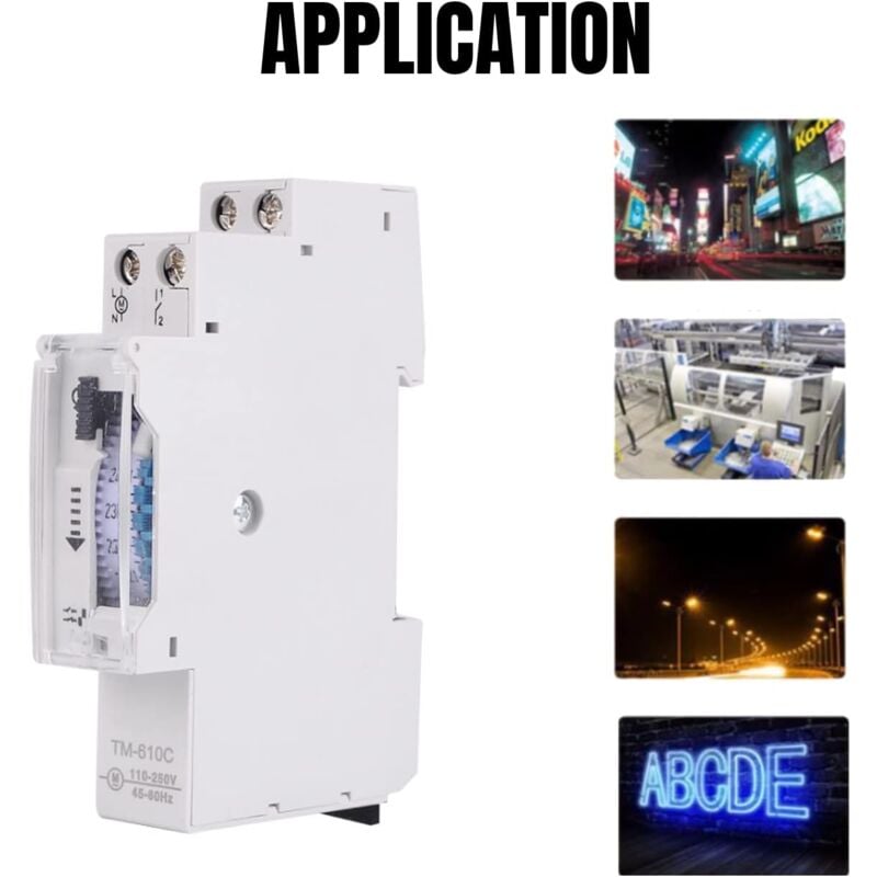 foto del prodotto ej.life time switch mini power on interruttore temporizzato intelligente ad alta precisione 1p rail con funzionamento manuale per lampioni tm610c