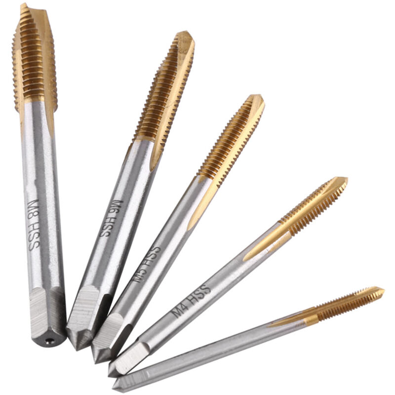 foto del prodotto ej.life utensile per filettatura, set di 5 maschi per macchina, maschi per trapano da m3 a m8, espulsione trucioli in avanti, fresa per filettatura