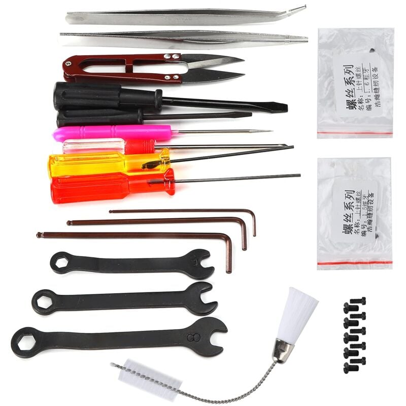 immagine 0 del prodotto ej.life utensile per macchina tagliacuci, spazzola a vite, blocco piatto, cacciavite a croce, chiave per macchina da cucire tagliacuci