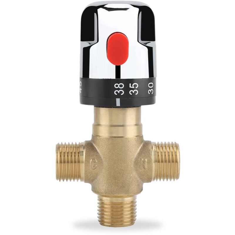 foto del prodotto ej.life valvola miscelatrice termostatica valvola di controllo della temperatura dell acqua in ottone massiccio g1 2, miscelatore termostatico a