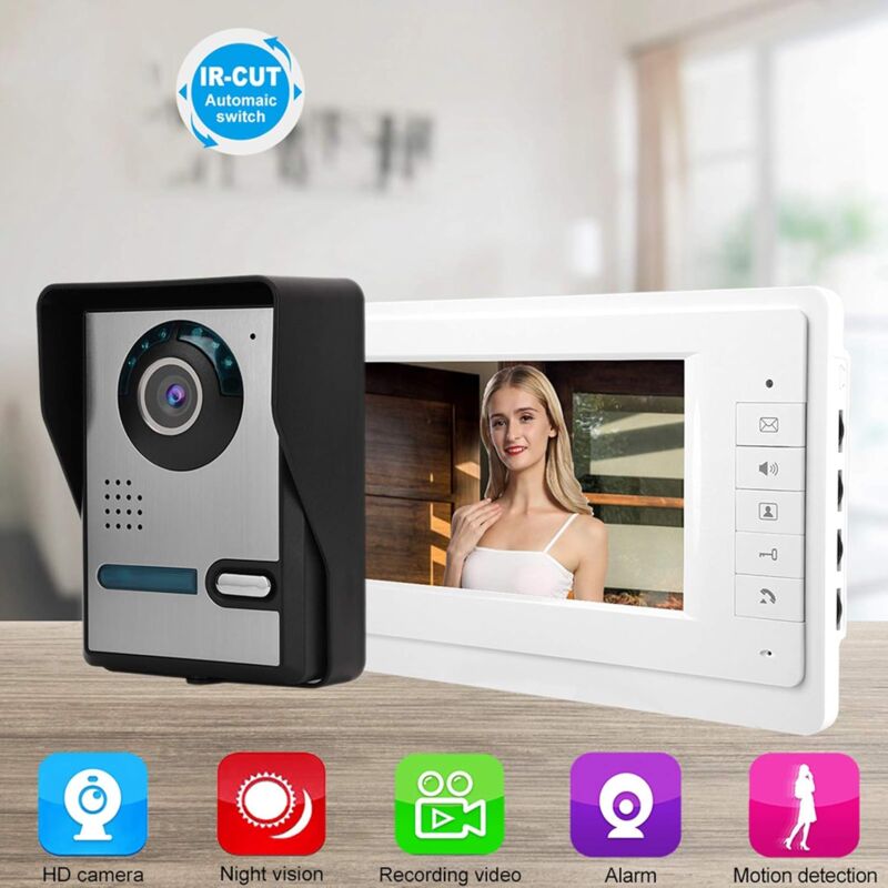 foto del prodotto ej.life videocitofono lcd da 7 pollici con campanello, citofono, telecamera, monitor, sistema di sicurezza domestica 110 240 v ue 