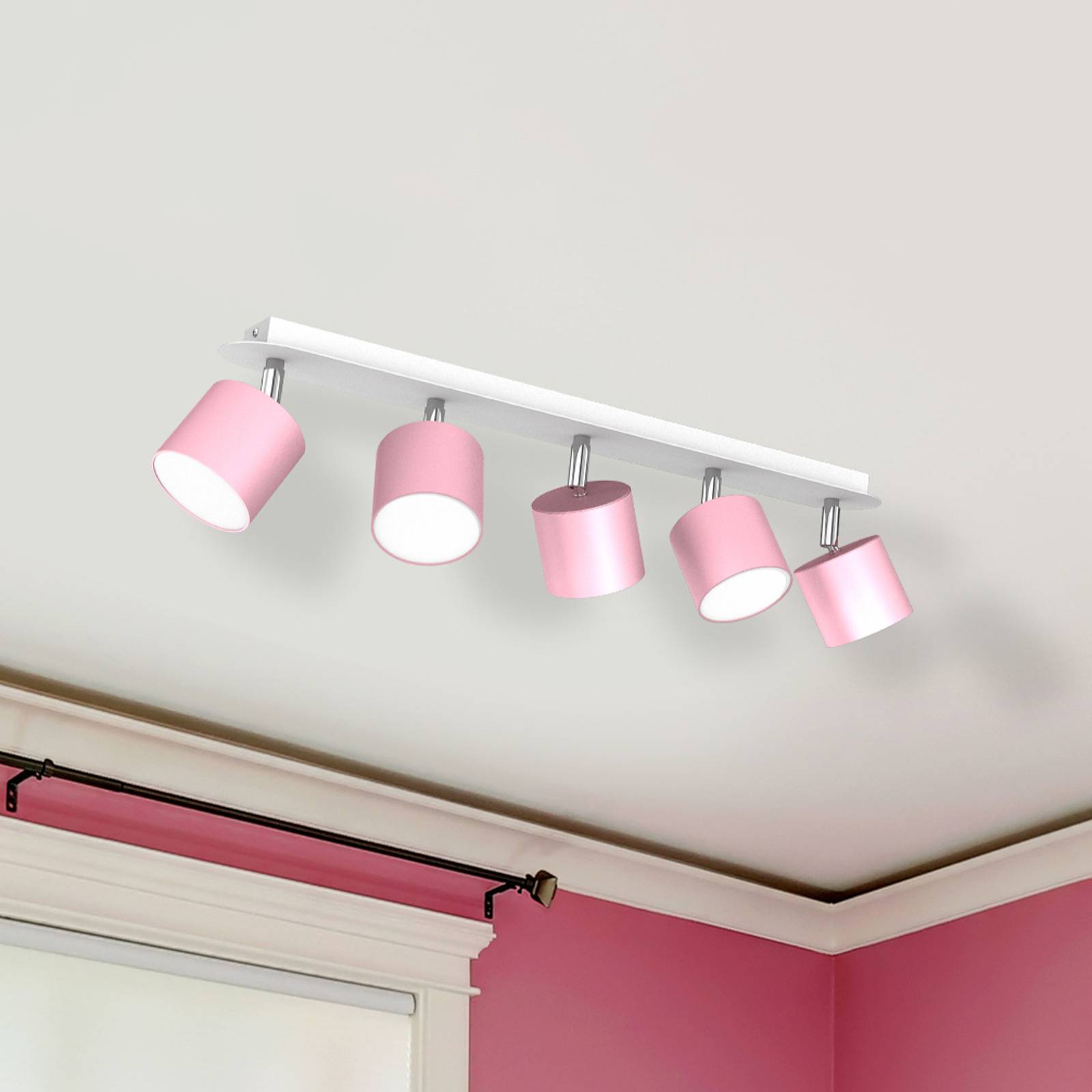 foto del prodotto eko light faretto da soffitto cloudy a 5 luci rosa