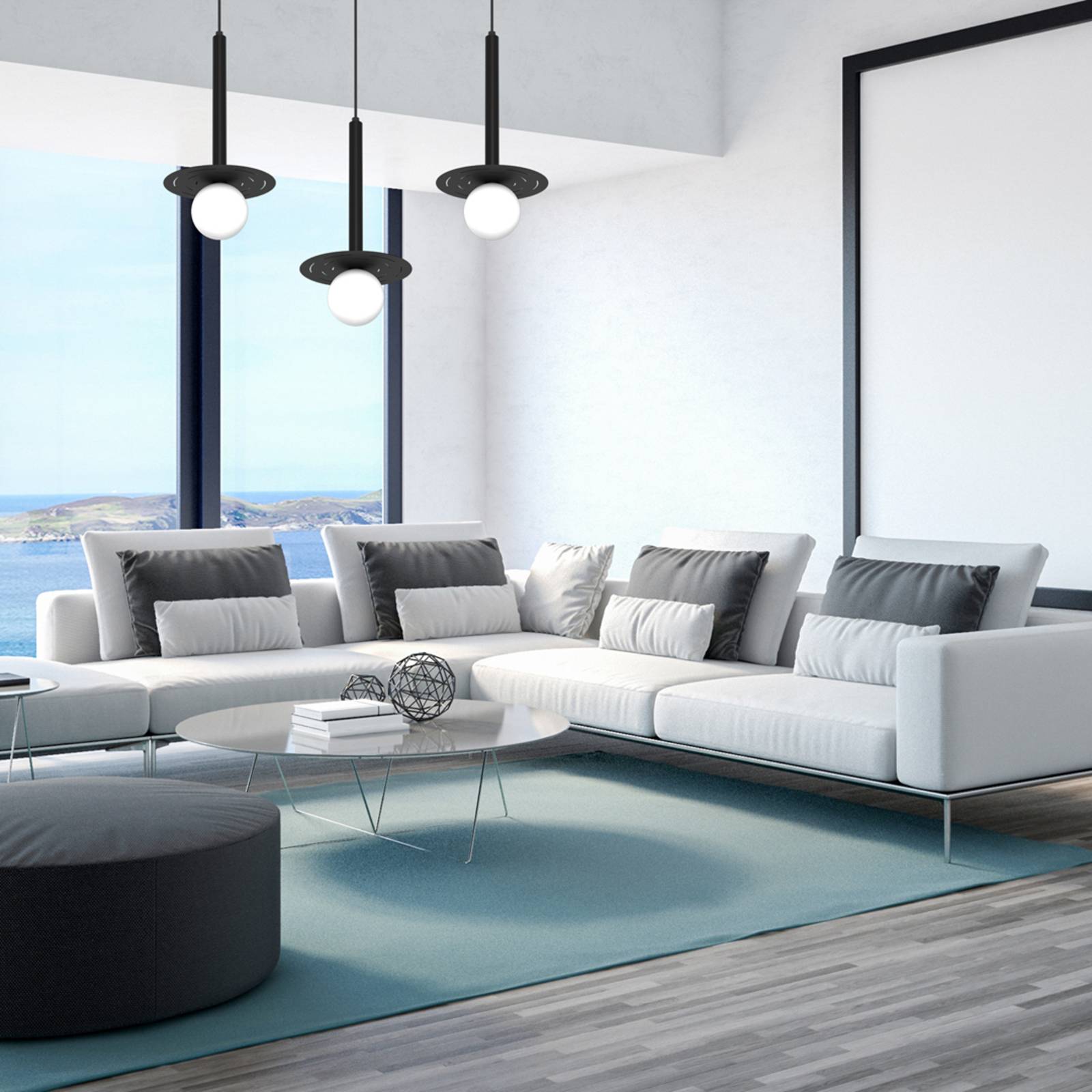 foto del prodotto eko-light lampada a sospensione futura, nero bianco, 3 luci