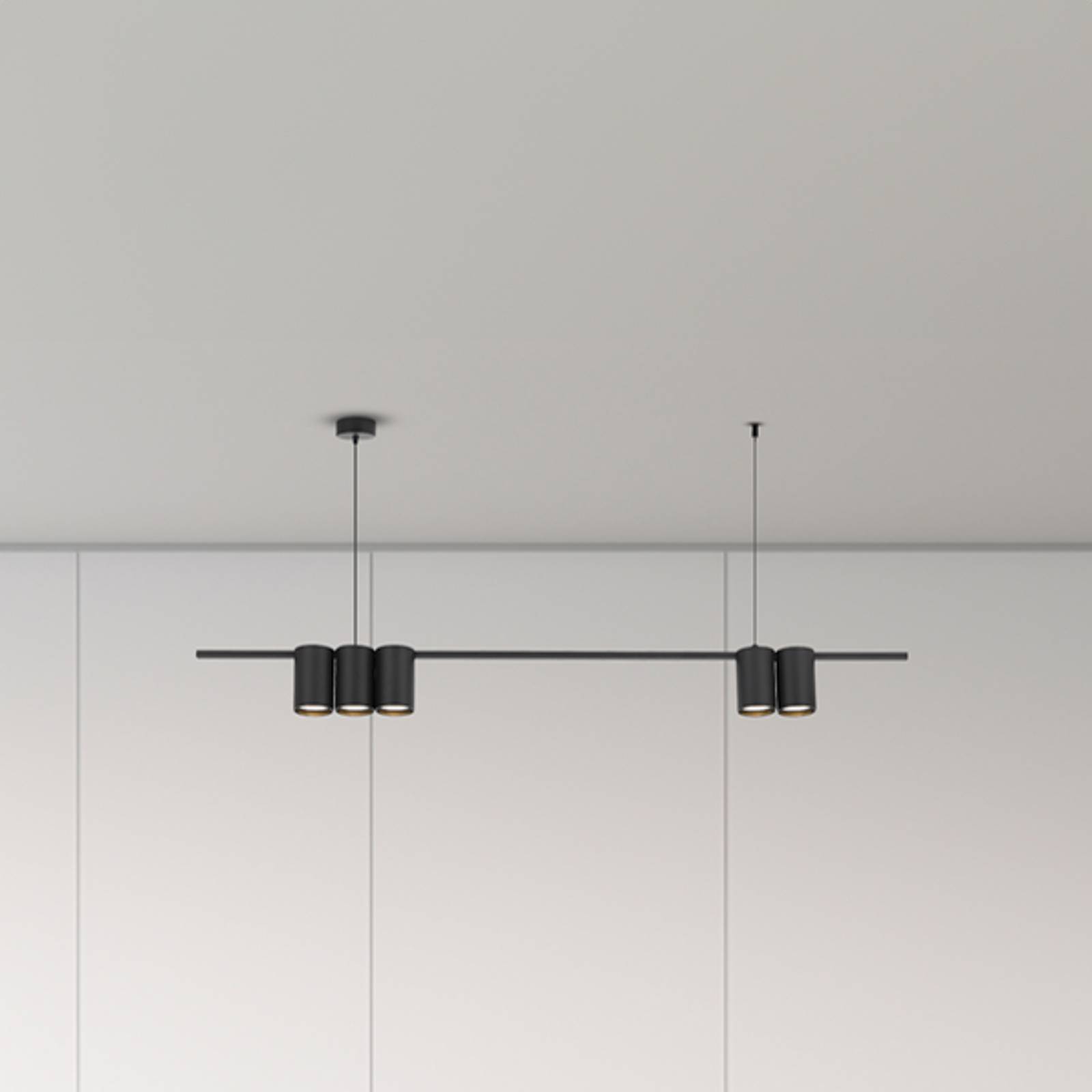 foto del prodotto eko light lampada a sospensione genesis, alluminio, nero, 5 x gu10, lunghezza 100 cm