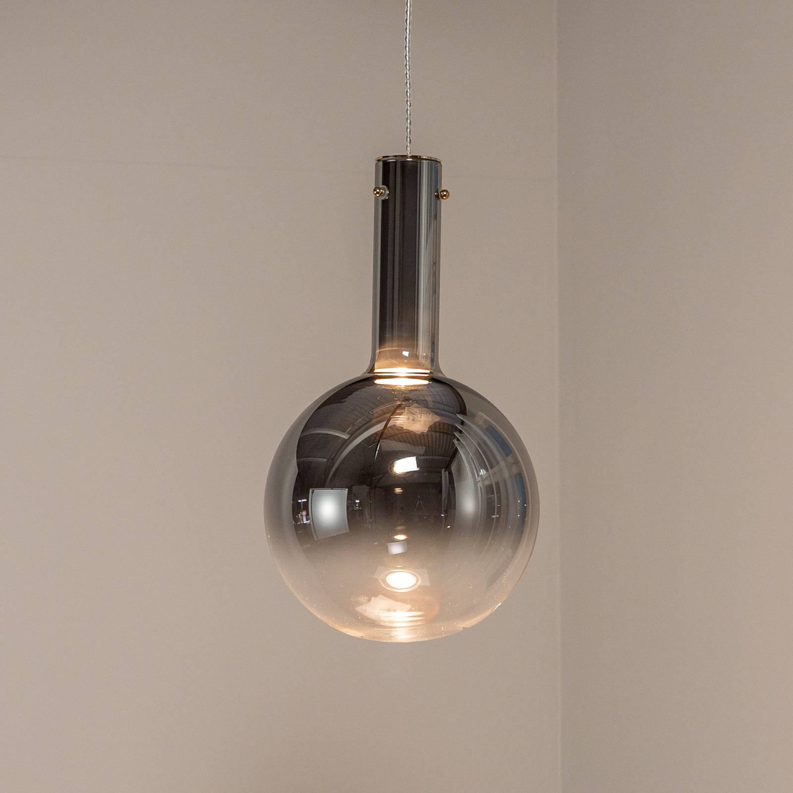 foto del prodotto eko-light lampada a sospensione toronto, sfera in vetro cromato trasparente, 25 cm