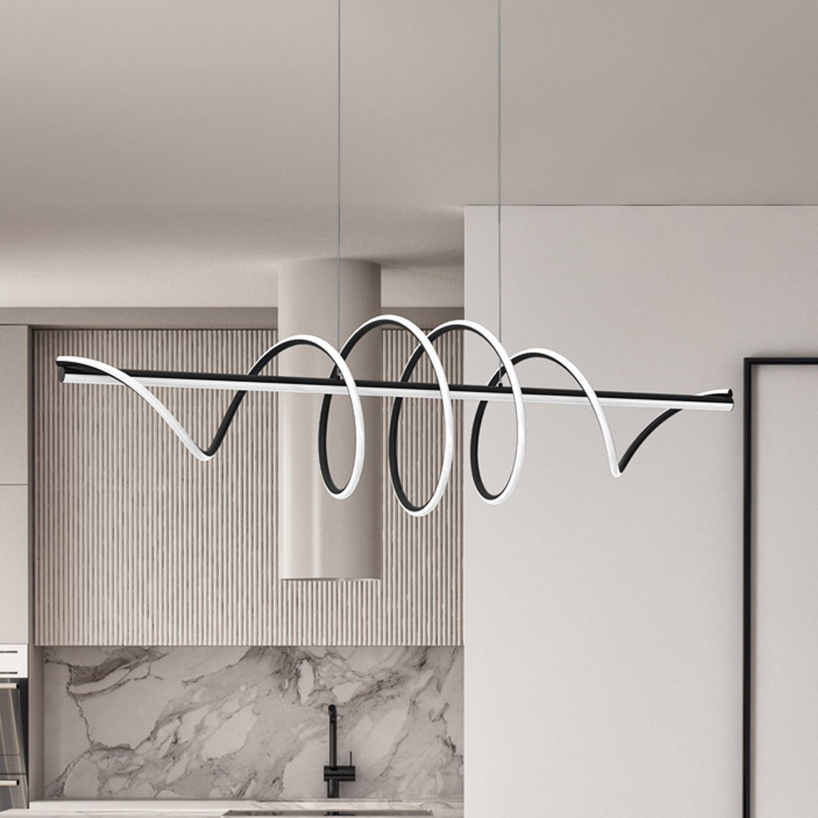 foto del prodotto eko-light lampada led a sospensione twist, plastica nera, 30 w, lunghezza 110 cm