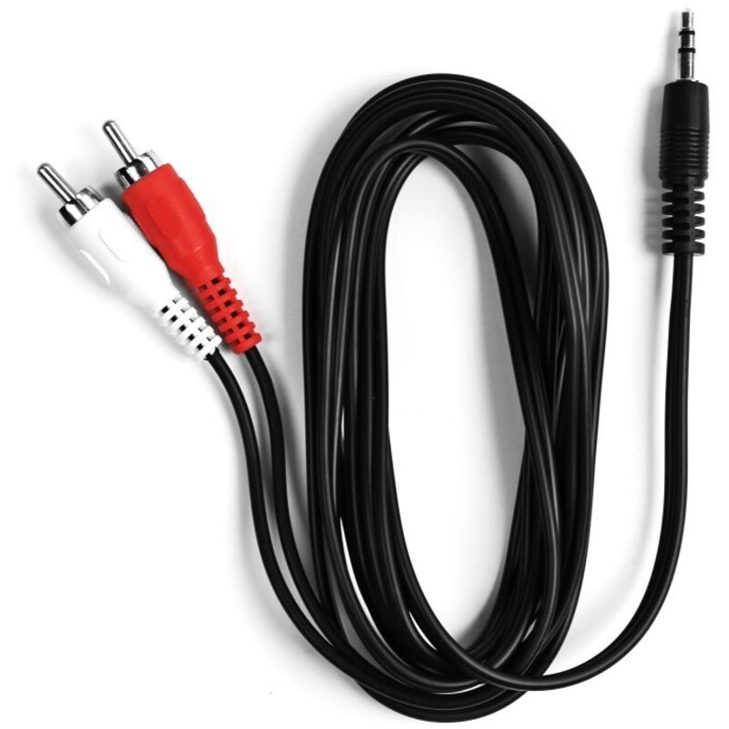 foto del prodotto ekon cavo audio 3,5 mm a 2 rca maschio con protezione anti piega 1,8 metri nero