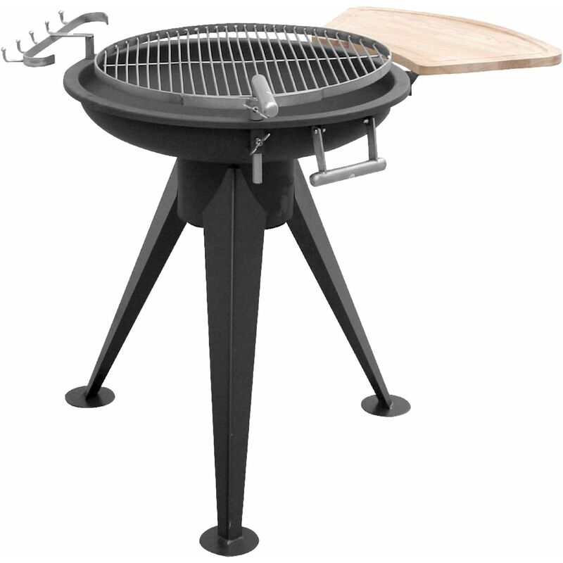foto del prodotto el gaucho barbecue a carbone con struttura in acciaio e piano laterale in legno tripode round