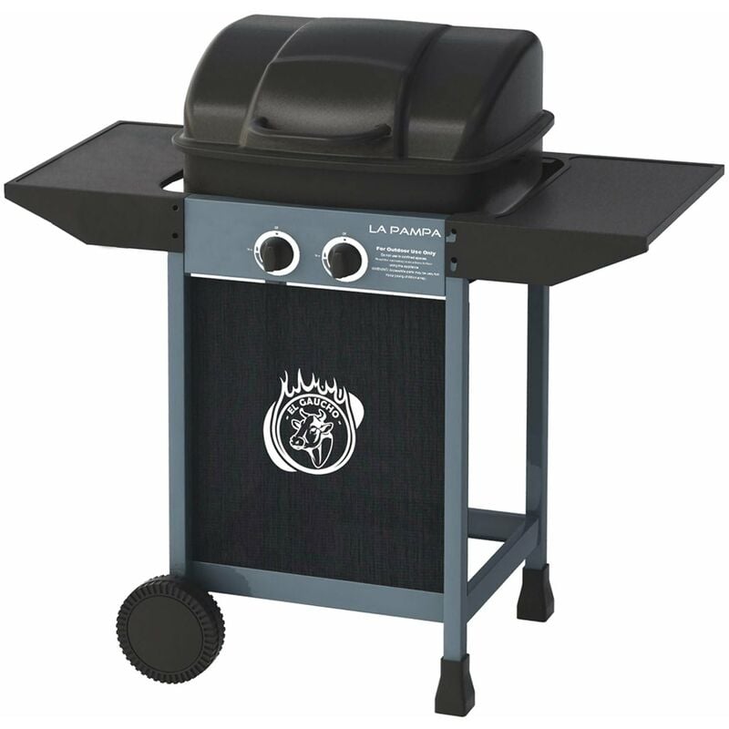 foto del prodotto el gaucho barbecue a gas con pietra lavica e due bruciatori con coperchio la pampa
