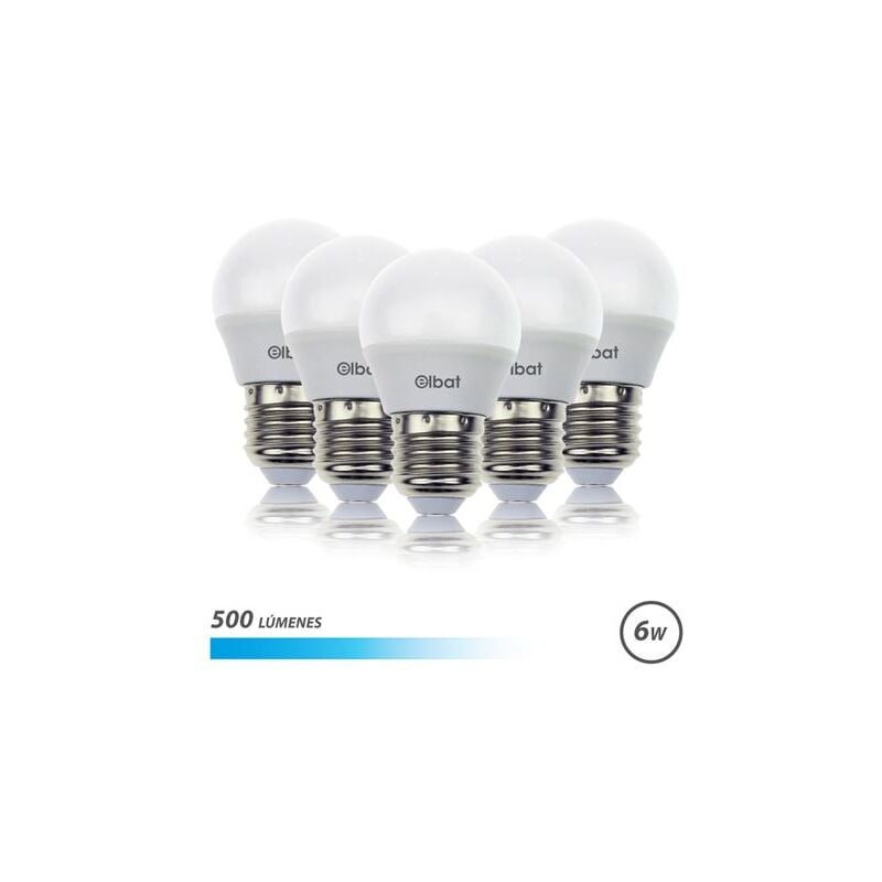 foto del prodotto elbat confezione 5 lampadine a led g45 6w 500lm e27 luce fredda colore white