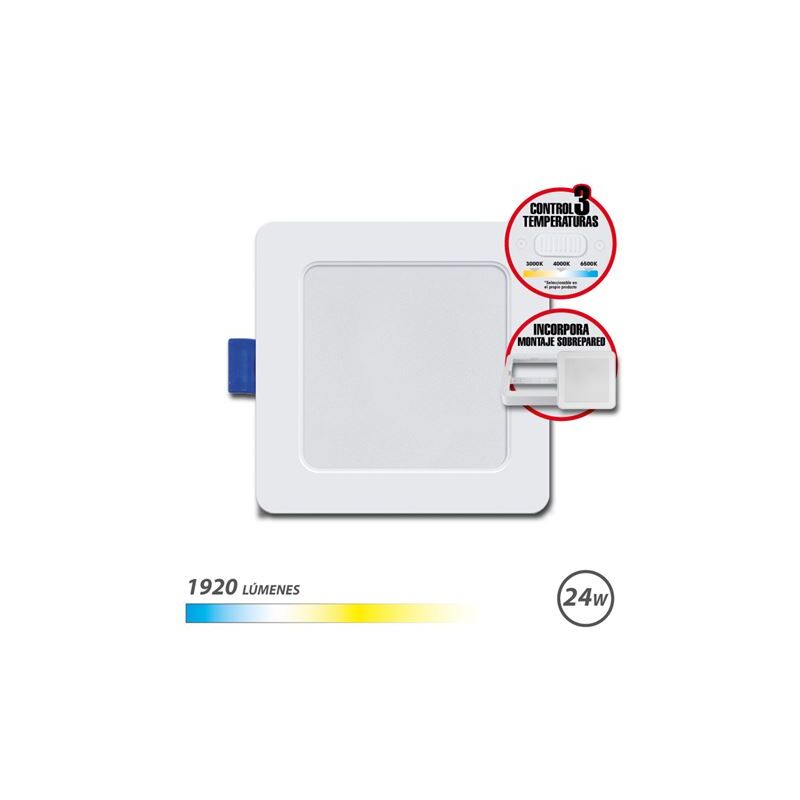 foto del prodotto elbat downlight quadrato 24w 1920lm selettore 3 temperature sovrapposizione colore bianco