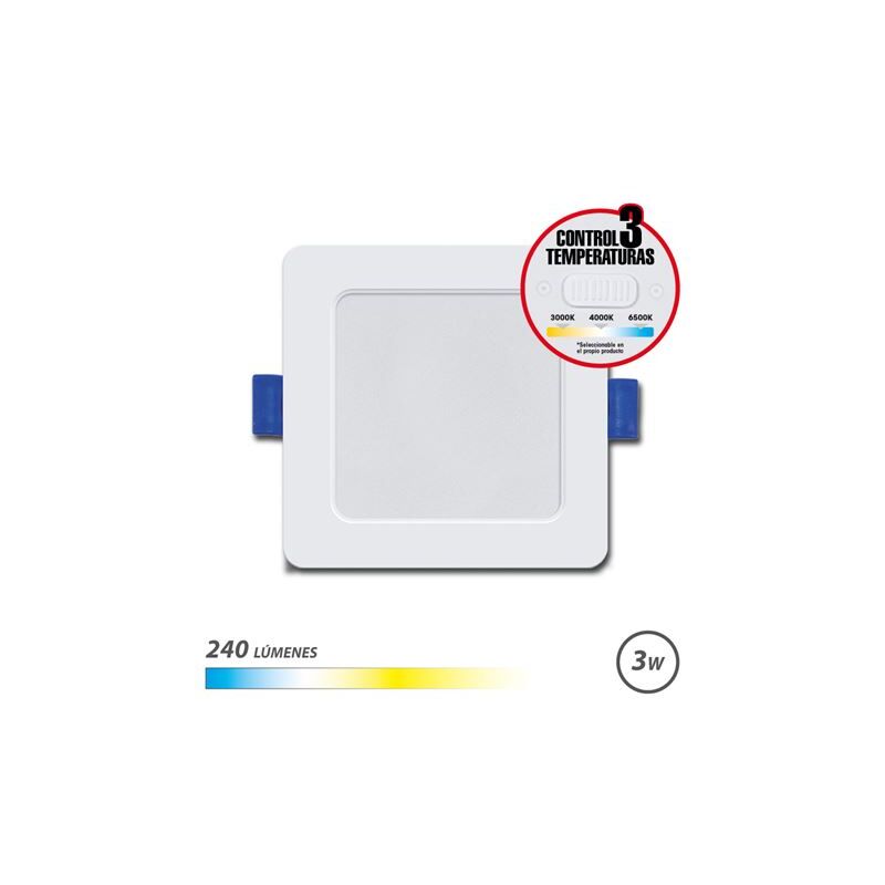 foto del prodotto elbat downlight square 3w 240lm selettore 3 temperature colore bianco