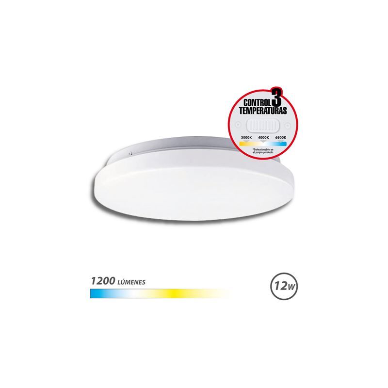 foto del prodotto elbat lampada da parete led soffitto rotondo 12w 1200lm selettore 3 temperature colore white