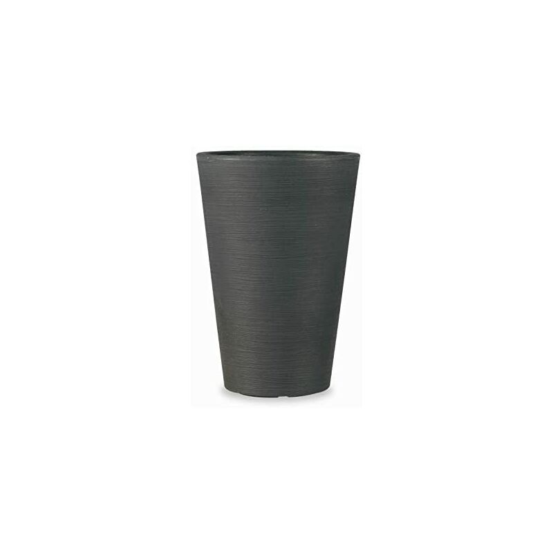 foto del prodotto elbi vaso tondo alto in resina lilium h 76cm moderno effetto rigato colore antracite