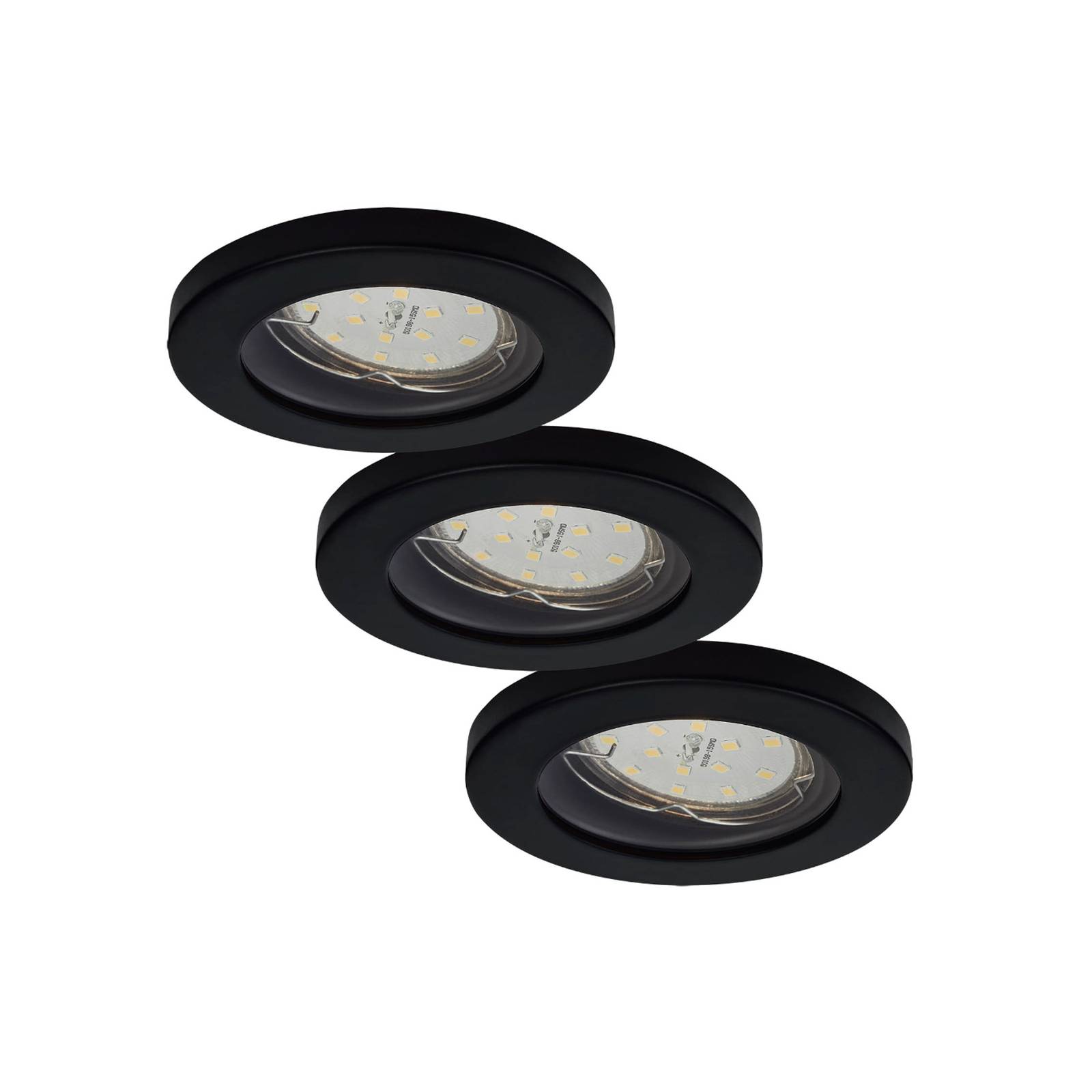 foto del prodotto elc delfan led da incasso da bagno, 3 pezzi, nero