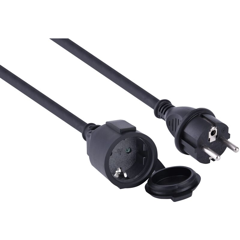foto del prodotto electraline 01658 prolunga 5 m da cantiere in gomma neoprene per esterni ip44, cavo 5m h07rn f 3g2.5, presa con coperchio schuko, nero