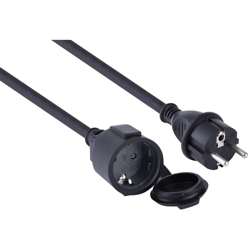 foto del prodotto electraline 01665 prolunga 10 m da cantiere in gomma neoprene per esterni ip44, cavo 10m h07rn f 3g2.5, presa con coperchio schuko, nero