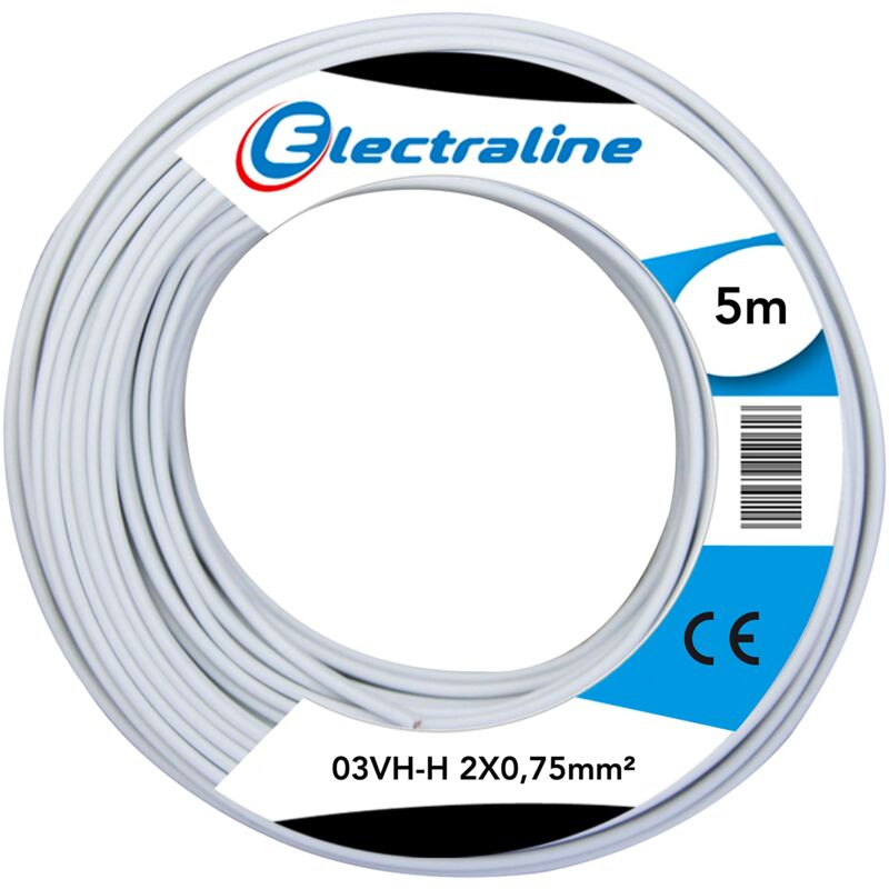 foto del prodotto electraline 10670 piattina divisibile 03vh h, sezione 2x0.75 mm, 5 mt, bianco