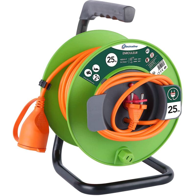 foto del prodotto electraline 20866138f avvolgicavo da giardino, 25 m, colore verde