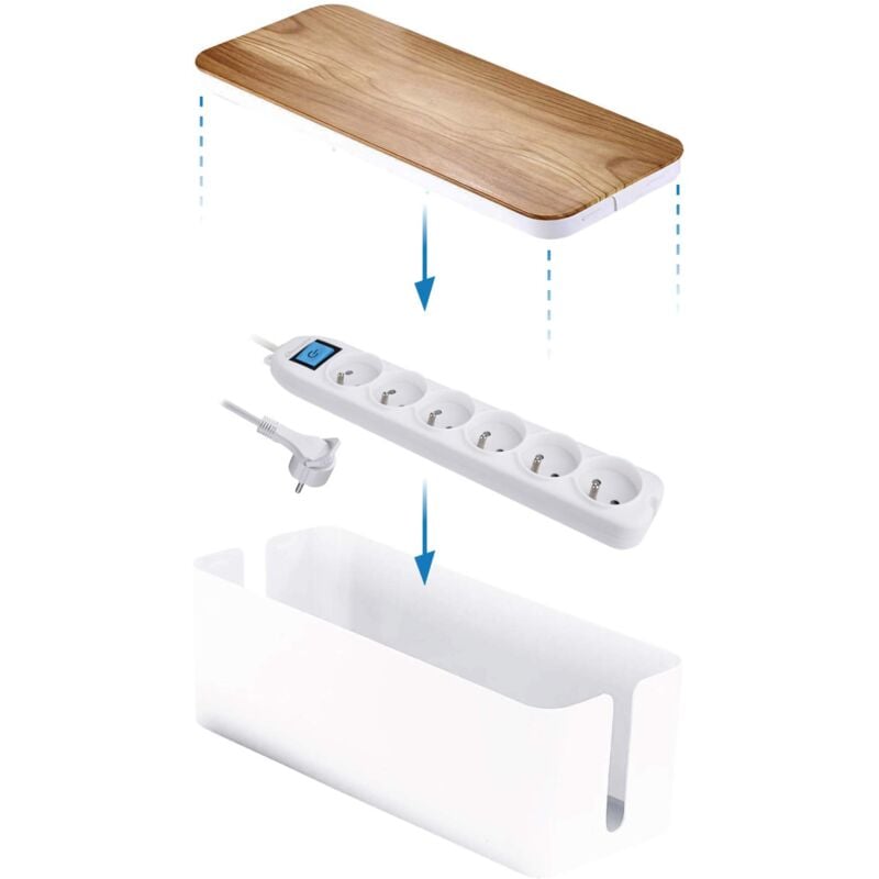foto del prodotto electraline 300173 scatola portaoggetti per cavi con presa multipla a 6 prese, 16 a, spina piatta, 1,5 m, colore bianco marrone