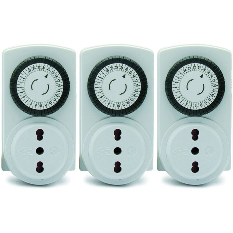 foto del prodotto electraline 3333 kit 3 pezzi, programmatore timer meccanico giornaliero, 3680 w, 250 v, set di 3