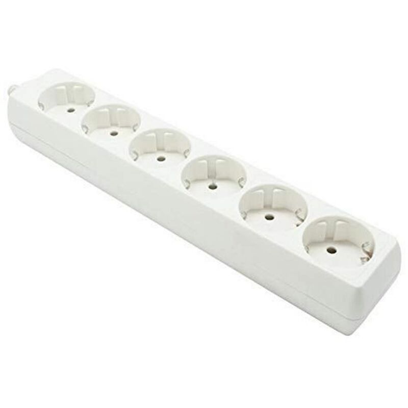 foto del prodotto electraline 59704 ciabatta elettrica a 6 prese, senza cavo, prese schuko, colore bianco